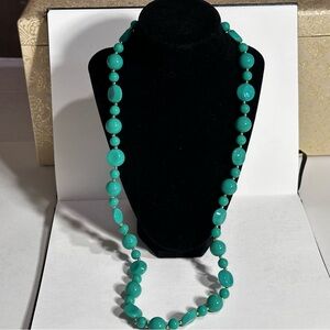 Retro Green Beaded Vintage Necklace Gold Tone Spacers St Patricks Spring Time